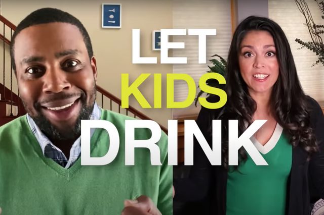 A photo from the SNL sketch "Let Kids Drink"
